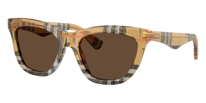 Burberry BE4449 4146/73 Sunglasses Check Sand Cat Eye Frame, Grey Lenses Burberry BE4449 4146/73 Sunglasses - US main image 3