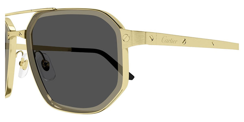 Cartier CT0462S-005 Sunglasses Gold Grey Metal Cartier Santos De Cartier Ct0462s Men Gold Pilot Sunglasses  main image 3