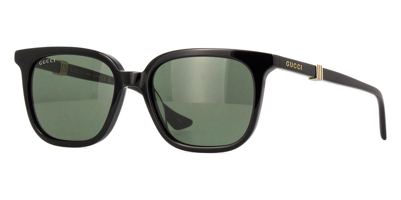 Gucci GG0138S Gold 001 / 2024 Green Lens 61-14-145mm Unisex Sunglasses Authentic