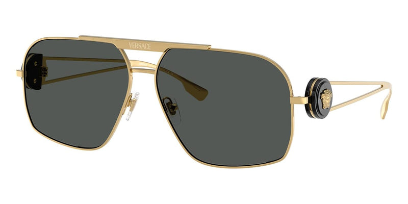 シャワーズV sa Versace Sunglasses Black Gold Medusa Angular Navigator MOD VE 2228