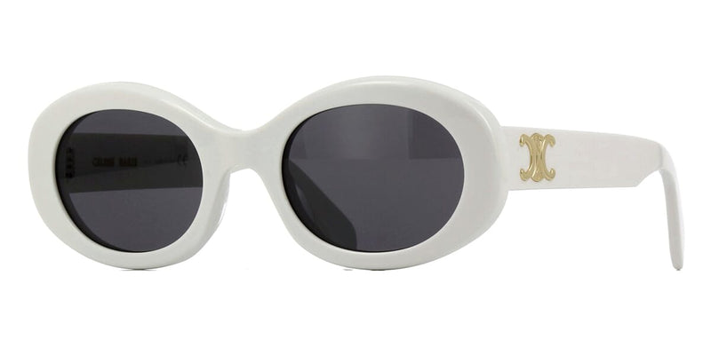 CELINE サングラス CL40194U 25A CELINE White Round CL40194U 25A Sunglasses With Gold Triomphe