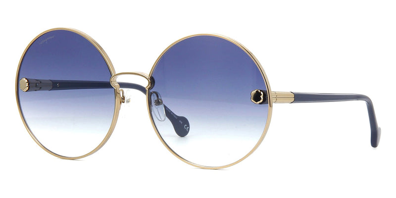 Salvatore Ferragamo Navy Blue Sunglasses with Gold Accents Ferragamo Salvatore Ferragamo Blue Oval Ladies Sunglasses  main image 4