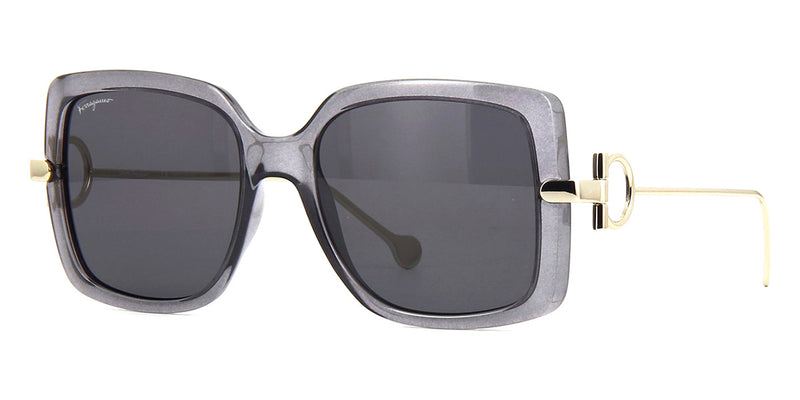 NEW SALVATORE FERRAGAMO store SF 977S 057 Crystal Grey Sunglasses with Grey Lenses