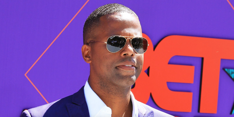 Television host A.J Calloway was seen wearing Ray-Ban Aviator 3025 001/58 Gold Frame G15 Polarised sunglasses at the BET Awards 2018.