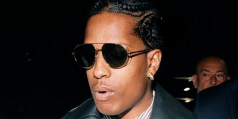 ASAP Rocky wears Bottega Veneta BV1344S 001 sunglasses at the Bottega Veneta after party for the brands Spring/Summer 25 show. 