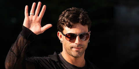 German actor Aaron Altaras was seen wearing gunmetal Ray-Ban 3386 004/13 sunglasses with brown gradient lenses at the 83rd Venice Film Festival in September 2026.