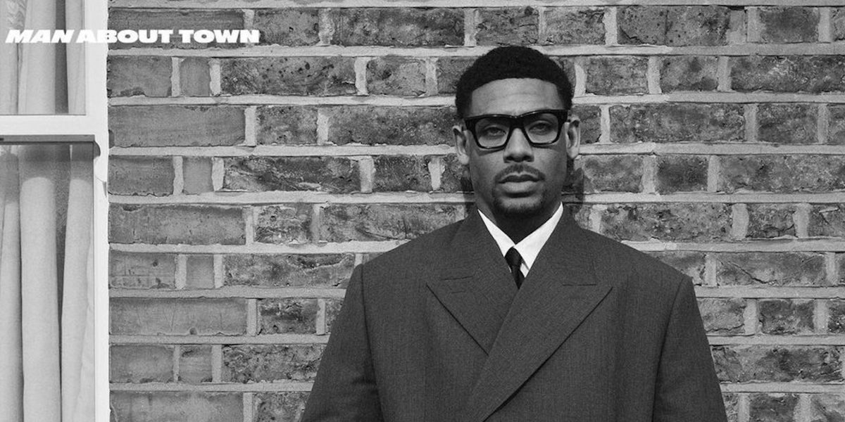 Aaron Pierre was seen wearing Cutler and Gross 9690 01 Black square optical glasses in the cover story of Man About Town, Spring/Summer 2024 issue
