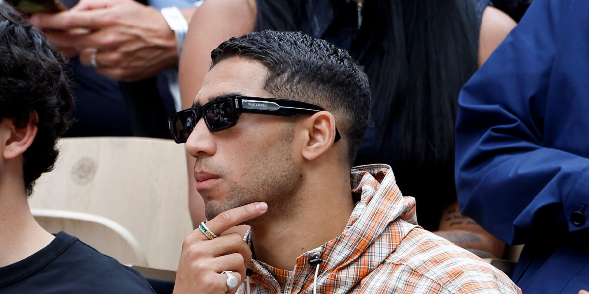 Moroccan football player Achraf Hakimi was seen wearing black Saint Laurent Sun SL 660 001 sunglasses at the 2025 French Open