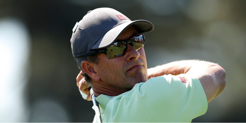 Professional golfer Adam Scott of Australia was seen wearing black Oakley Flak 2.0 XL OO9188 72 Prizm Polarised sunglasses at The Masters Gold Tournament 2026 in Augusta, Georgia.