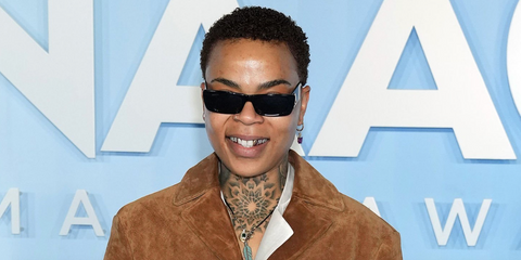 internet personality Adrienne Muse was seen wearing black Gucci GG0516S 001  sunglasses at the 57th NAACP Image Awards in Pasadena, February 2026.