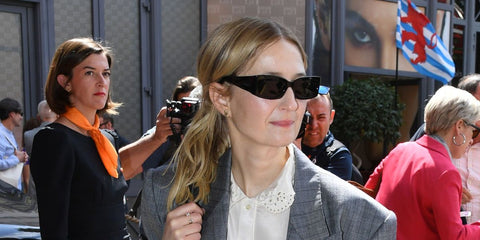 Italian actress Alba Rohrwacher was seen wearing black Oliver Peoples x Khaite 1993c OV5575SU 1492/87 sunglasses at the 2025 Cannes Film Festival