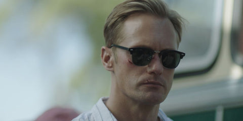 Alexander Skarsgard wears Ray-Ban RB 3716 9004/71 sunglasses while filming Infinity Pool