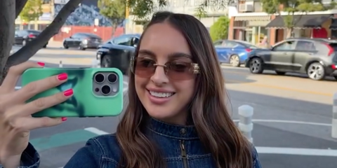 Reality TV personality Alexia Umansky, daughter of Kyle Richards and Mauricio Umansky, was seen wearing Miu Miu MU A51S 5AK20P rimless sunglasses in her Instagram reel, February 2026.