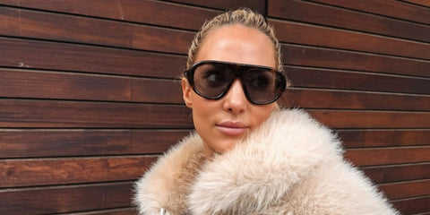 Italian fashion influencer Alice Campello was seen wearing tortoiseshell Prada PR C05S 20D50Q sunglasses with grey lenses in her Instagram post, March 2026.
