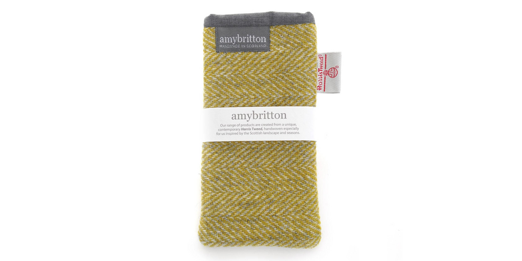 Amy Britton Landscape Harris Tweed Lichen Green Soft Case