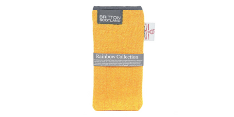 Amy Britton Rainbow Harris Tweed Mustard Yellow Soft Case