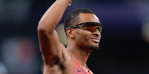 Canadian sprinter Andre De Grasse was seen wearing black Oakley Sphaera OO9403 23 Prizm sunglasses at the World Athletics Championships Tokyo 2025. Shop online now on Pretavoir