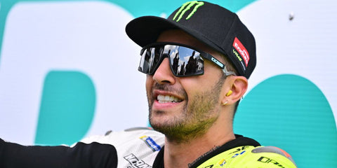 Andrea Iannone was seen wearing Oakley BXTR OO9280 01 Prizm sunglasses