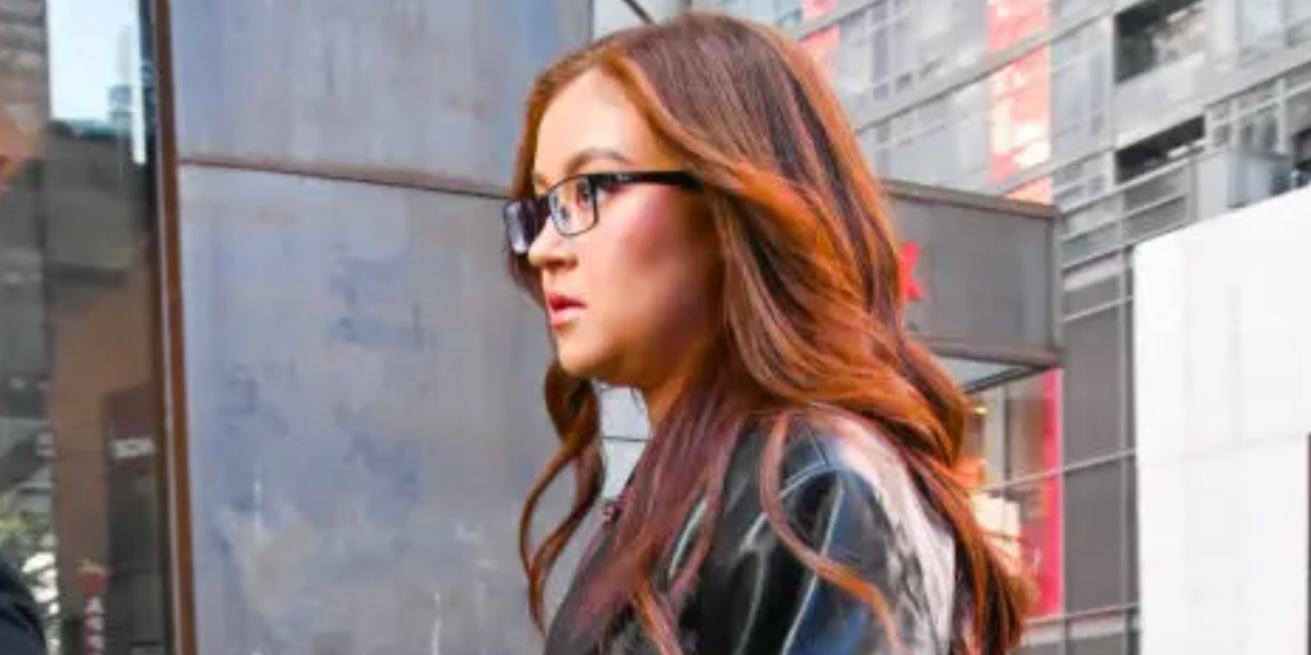 Canadian actress Anna Cathcart was seen wearing black Ray-Ban RB 6238 2509 rectangular optical glasses in New York City
