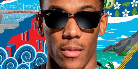 French footballer Anthony Martial was seen wearing tortoiseshell Maui Jim Kawika H257-16C sunglasses in a Maui Jim campaign.