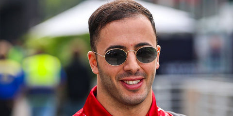 Italian racing driver Antonio Fuoco was seen wearing gold Ray-Ban Oval RB 3547N 001/B1 sunglasses with dark grey lenses at the F1 Grand Prix of Mexico 2025. Shop online now on Pretavoir