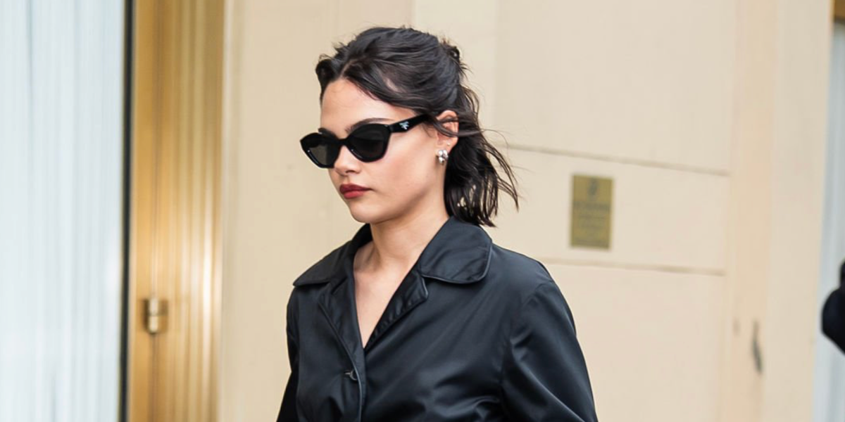 Ariana Greenblatt was seen wearing black Prada PR A02S 16K08Z sunglasses in New York City, October 2025. Shop online now on Pretavoir