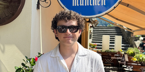 Actor August Maturo was seen wearing black Police Supernova 1 SPLQ87 0700 sunglasses in his Instagram post, July 2025.