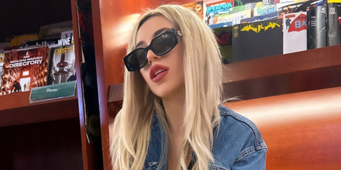 Singer-songwriter Ava Max was seen wearing black Gucci GG1534S 001 sunglasses in 2024. Shop online now on Pretavoir