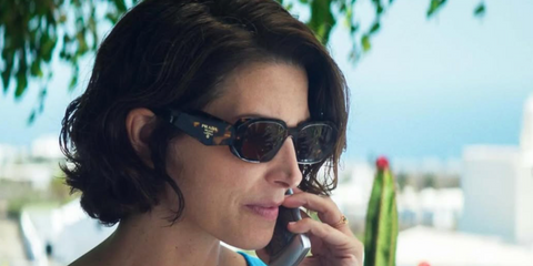 Spanish actress Barbara Lennie was seen wearing tortoiseshell Prada PR 17WS 2AU8C1 Symbole sunglasses on the set of Amarga Navidad (Bitter Christmas).