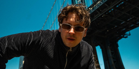 Scottish DJ and producer Barry Can't Swim was seen wearing DMY Studios Margot DMYSUN13MW Milky White sunglasses in New York City, April 2025. Shop online now on Pretavoir