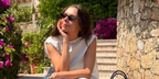 Actress Bel Powley was seen wearing tortoiseshell Miu Miu MU A06S 14L09Z sunglasses with brown lenses in Sicily, June 2025, shared on her Instagram. Shop online now on Pretavoir