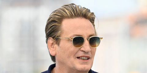 French actor Benoit Magimel was seen wearing Oliver Peoples Fairmont Sun OV5219S 1094/52 Translucent Yellow/Green sunglasses at the 75th Cannes Film Festival