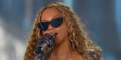Beyonce wearing black and silver Alexander McQueen AM0413S 007  Sunglasses