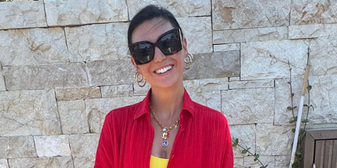 Television personality Bronwyn Newport of The Real Housewives of Salt Lake City was seen wearing tortoiseshell Saint Laurent Sun Blaze SL M119 002 sunglasses in her Instagram post, July 2024.