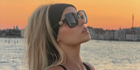 Brooks Nader was seen wearing black Dolce&Gabbana DG4475 501/87 butterfly sunglasses in her Instagram post, July 2026.
