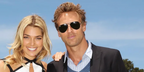 Jewelry designer Buck Palmer, pictured with ex-girlfriend Ashley Hart, was seen wearing Ray-Ban Aviator RB 3025 L2823 Black/Green sunglasses.