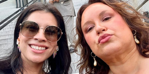 Actress Cara Jade Myers was seen wearing gold Gucci GG1281SK 002 round sunglasses with brown gradient lenses in Washington D.C., August 2024