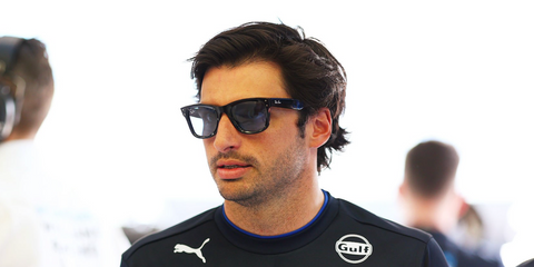 Carlos Sainz was seen wearing black Ray-Ban Wayfarer Reverse RB R0502S 6677/72 sunglasses with light blue lenses at the F1 Grand Prix of Bahrain, April 2025