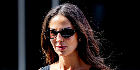 Carmen Montero Mundt, girlfriend of Formula 1 racer George Russell, was seen wearing black Saint Laurent Sun SL 567 001 sunglasses at the F1 Hungarian Grand Prix 2026.