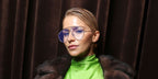 Carodaur was seen wearing gold Gucci GG1654S 010 aviator sunglasses with clear lenses and Detachable Chain at the Gucci Spring/Summer 2026 fashion presentation during Milan Fashion Week. Shop online now on Pretavoir