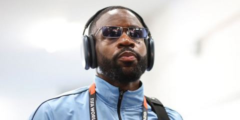 DR Congo forward Cedric Bakambu was seen wearing silver Ray-Ban Emy RB 3741 003/80 sunglasses with light blue lenses at the FIFA World Cup 2026