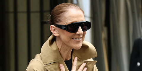 Celine Dion was seen wearing black Alaia AA0092S 001 mask shield sunglasses in Paris, August 2026.