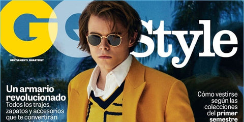 Charlie Heaton was seen wearing gold Ray-Ban Round Metal 3447 001 sunglasses on the cover of GQ Style Mexico, Spring 2017 issue