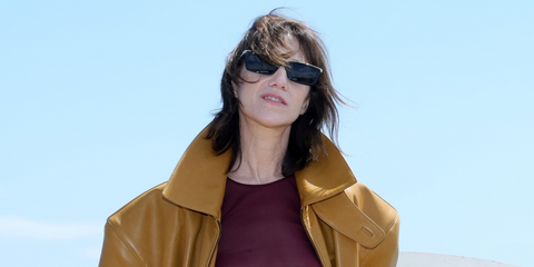 Charlotte Gainsbourg was seen wearing black and gold Saint Laurent SL 766 001 rectangular sunglasses in her Instagram post