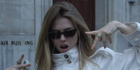 Charlotte Smurfit was seen wearing brown check Burberry BE4488 4202/13 sunglasses in her Instagram post, June 2026.