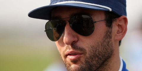 American stock car racing driver Chase Elliott was seen wearing black Ray-Ban Aviator 3025 002/58 Polarised sunglasses  during qualifying for the NASCAR Cup Series Cracker Barrel 400 in Tennessee, May 2025