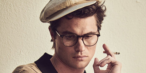 Chase Stokes is seen wearing matte tortoiseshell Garrett Leight Kinney 1007 MBT glasses in an editorial for Wonderland magazine