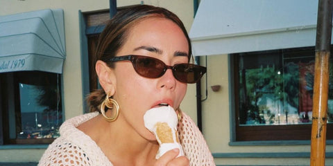 Celebrity actress and singer Chloe Bennet was seen wearing DMY Studios Romi DMYSUN11TRU Transparent Rust sunglasses in Italy, shared through her Instagram post.