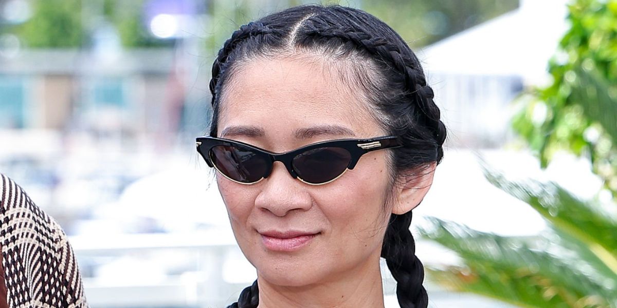 Filmmaker Chloe Zhao was seen wearing black Bottega Veneta BV1431S 001 cat eye sunglasses at the Cannes Film Festival 2026 Jury Photocall