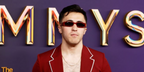 Chris Olsen was seen wearing red burgundy Gucci GG1778S 003 sunglasses to attend the 2024 Emmy Awards in Los Angeles